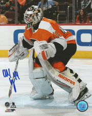 Alex Lyon in Goal Philadelphia Flyers Autographed 16" x 20" Hockey Photo - Dynasty Sports & Framing 