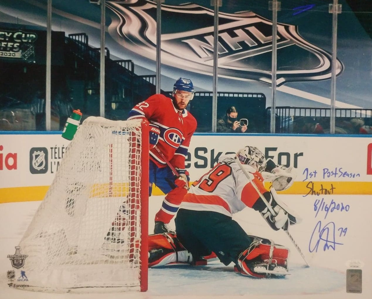 Carter Hart First Career Playoff Shutout Philadelphia Flyers Autographed Hockey Photo - Dynasty Sports & Framing 