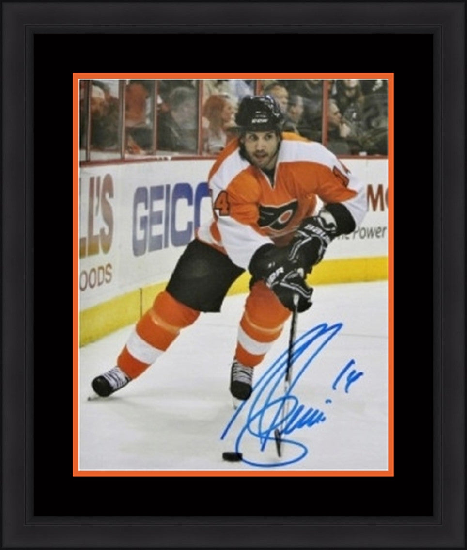 Ian Laperriere In Action Philadelphia Flyers Autographed NHL Hockey 8" x 10" Framed and Matted Photo - Dynasty Sports & Framing 