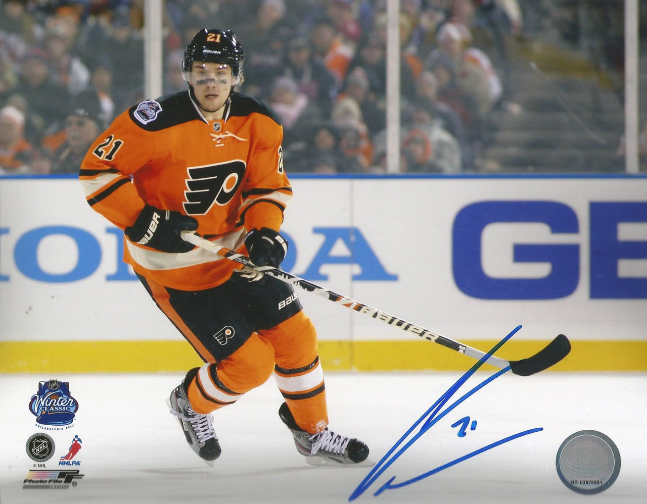 James Van Riemsdyk 2012 Winter Classic Autographed Philadelphia Flyers Hockey Photo - Dynasty Sports & Framing