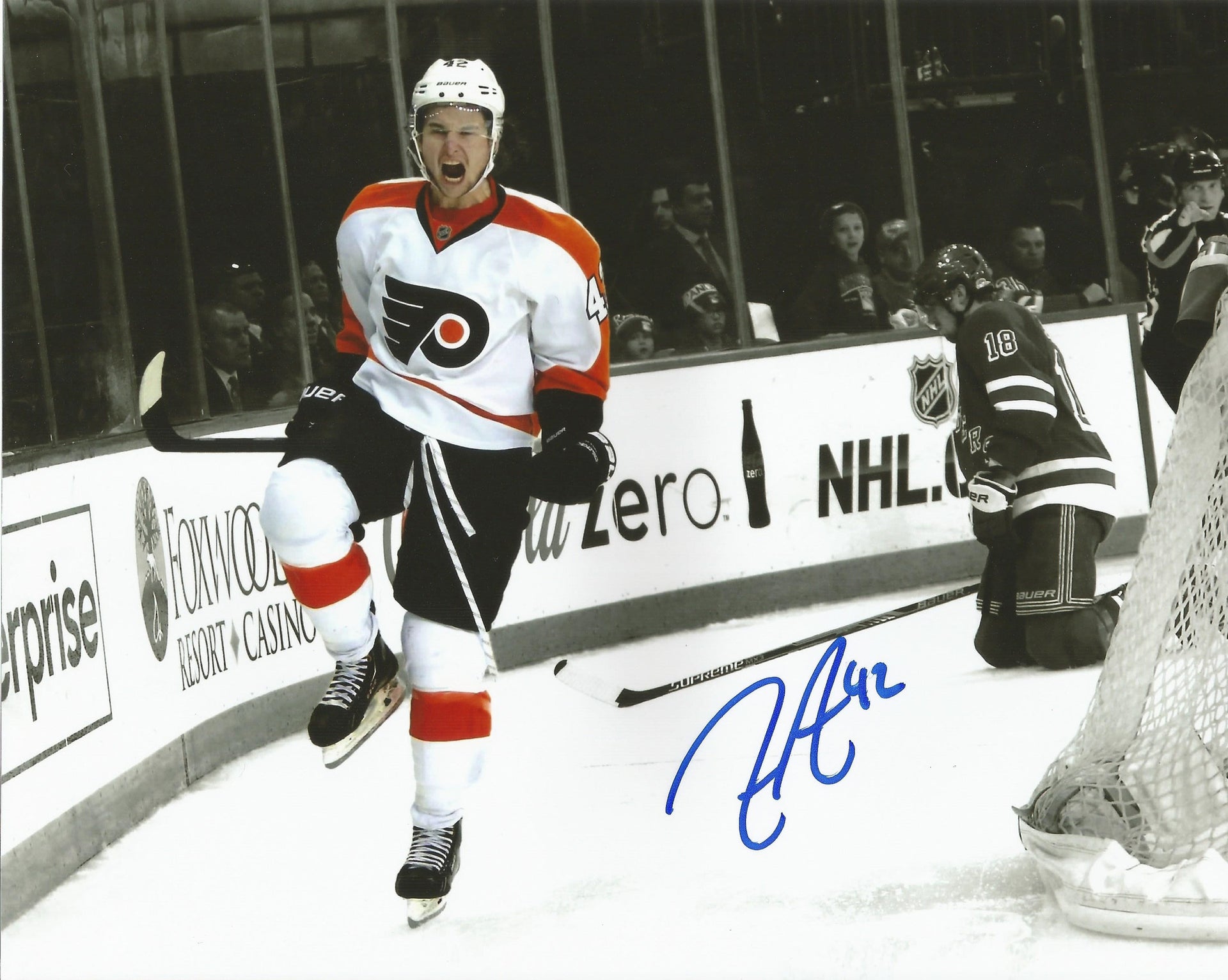 Jason Akeson 2013-14 Playoffs Autographed Philadelphia Flyers 8" x 10" Hockey Photo - Dynasty Sports & Framing 