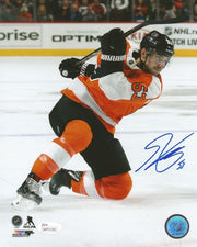 Shayne Gostisbehere Kneeling Slapshot Philadelphia Flyers Autographed NHL Hockey Photo - Dynasty Sports & Framing 