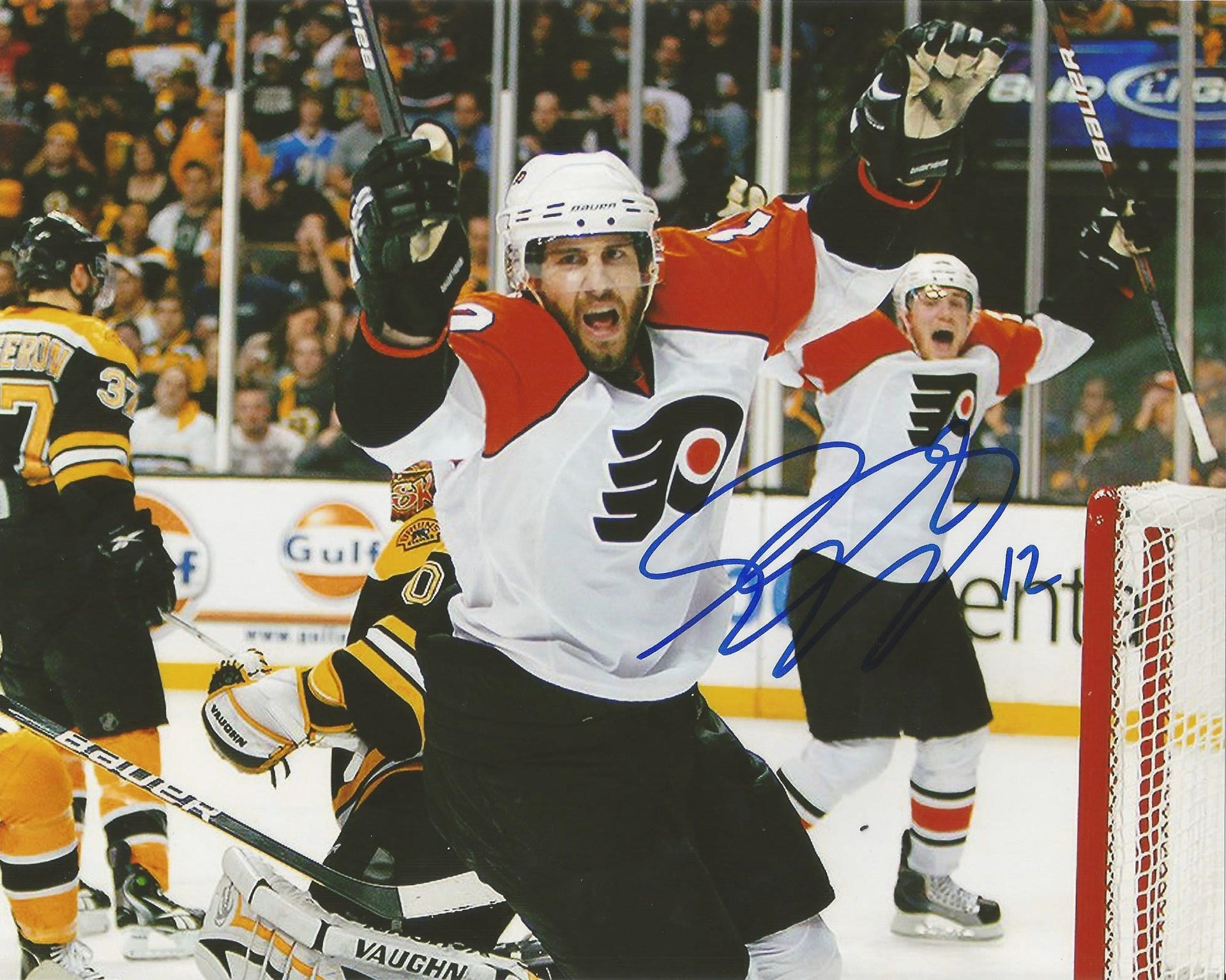 Simon Gagne Philadelphia Flyers Game 7 Game-Winning Goal v. Bruins Autographed Photo - Dynasty Sports & Framing 