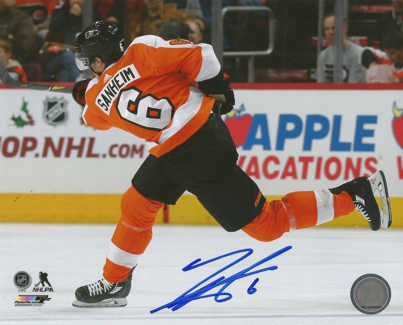 Travis Sanheim Shoot Autographed Philadelphia Flyers Hockey Photo - Dynasty Sports & Framing