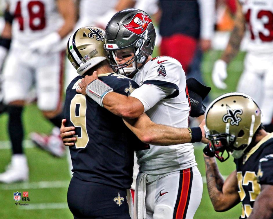 Drew Brees and Tom Brady 8" x 10" Quarterback Legends Football Photo - Dynasty Sports & Framing 