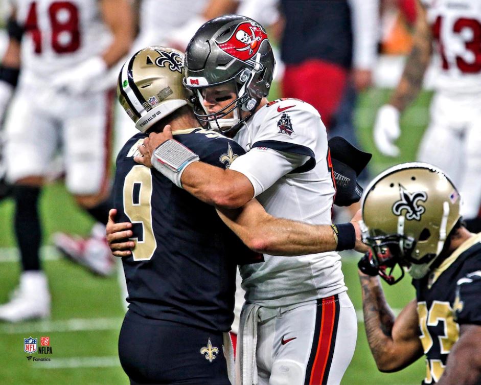 Drew Brees and Tom Brady 8" x 10" Quarterback Legends Football Photo - Dynasty Sports & Framing 