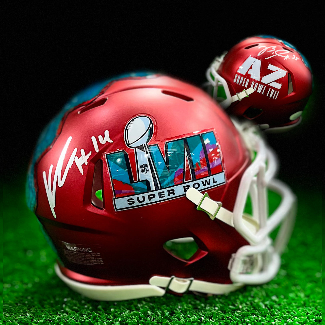 Boston Scott & Kenny Gainwell Dual Signed Super Bowl LVII Mini-Helmet - Dynasty Sports & Framing 