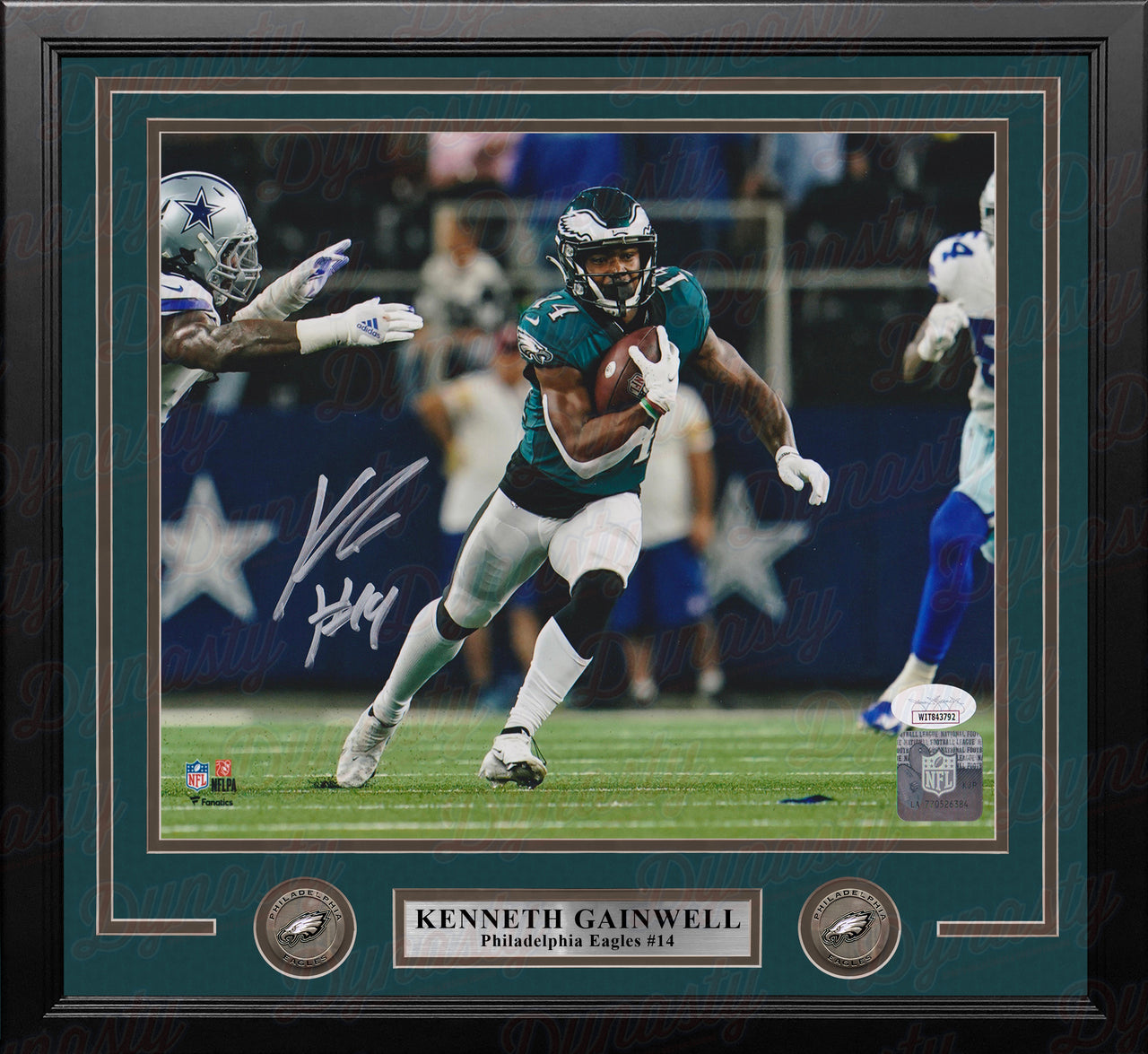 Kenneth Gainwell v. Cowboys Philadelphia Eagles Autographed Framed Football Photo - Dynasty Sports & Framing 