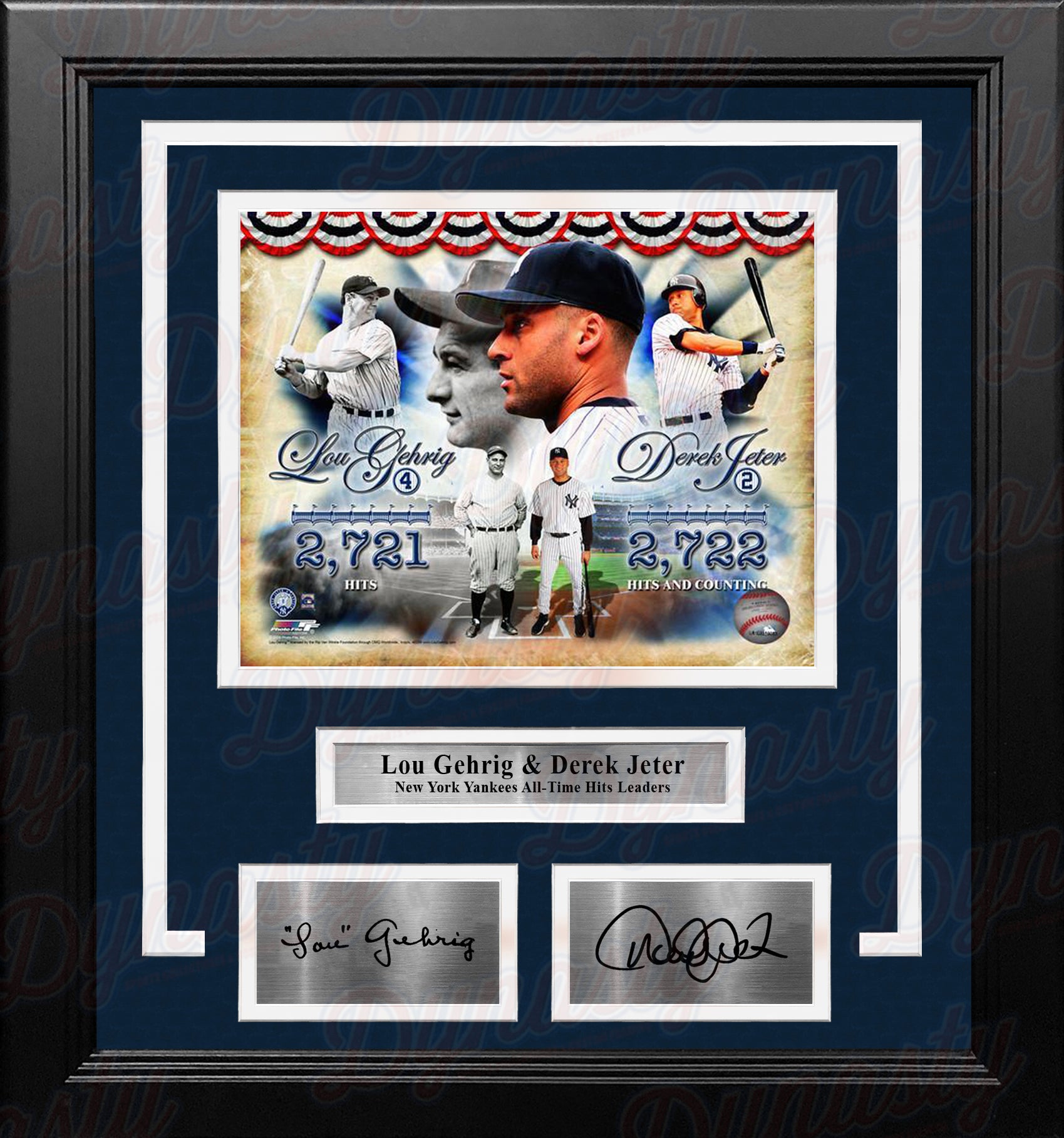 Lou Gehrig & Derek Jeter New York Yankees Hit Leaders 8" x 10" Framed Photo with Engraved Autographs - Dynasty Sports & Framing 