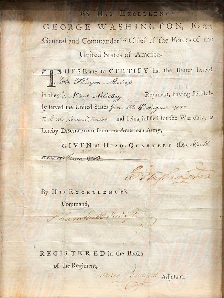 George Washington Signed Presidential Revolutionary War 1783 Discharged Document - Dynasty Sports & Framing 
