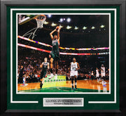 Giannis Antetokounmpo Slam Dunk v. Celtics Milwaukee Bucks Autographed 16x20 Framed Basketball Photo - Dynasty Sports & Framing 