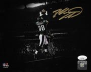 Dallas Goedert End Zone Touchdown Philadelphia Eagles Autographed Blackout Football Photo - Dynasty Sports & Framing 