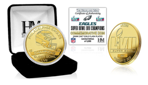 Philadelphia Eagles Official Super Bowl LVII Gold Mint Coint - Dynasty Sports & Framing 