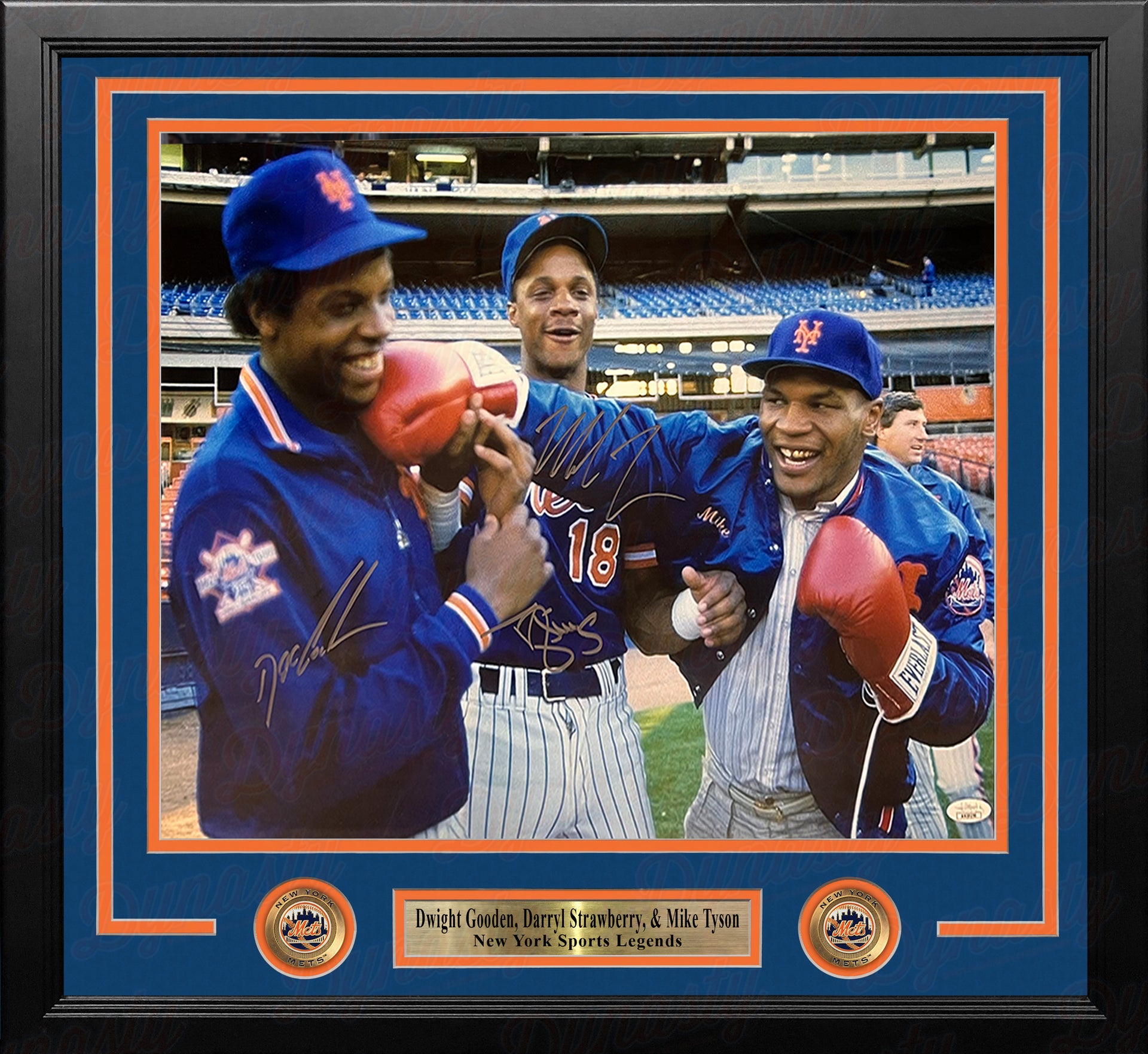 Dwight Gooden, Darryl Strawberry, & Mike Tyson New York Mets Autographed 16x20 Framed Baseball Photo - Dynasty Sports & Framing 