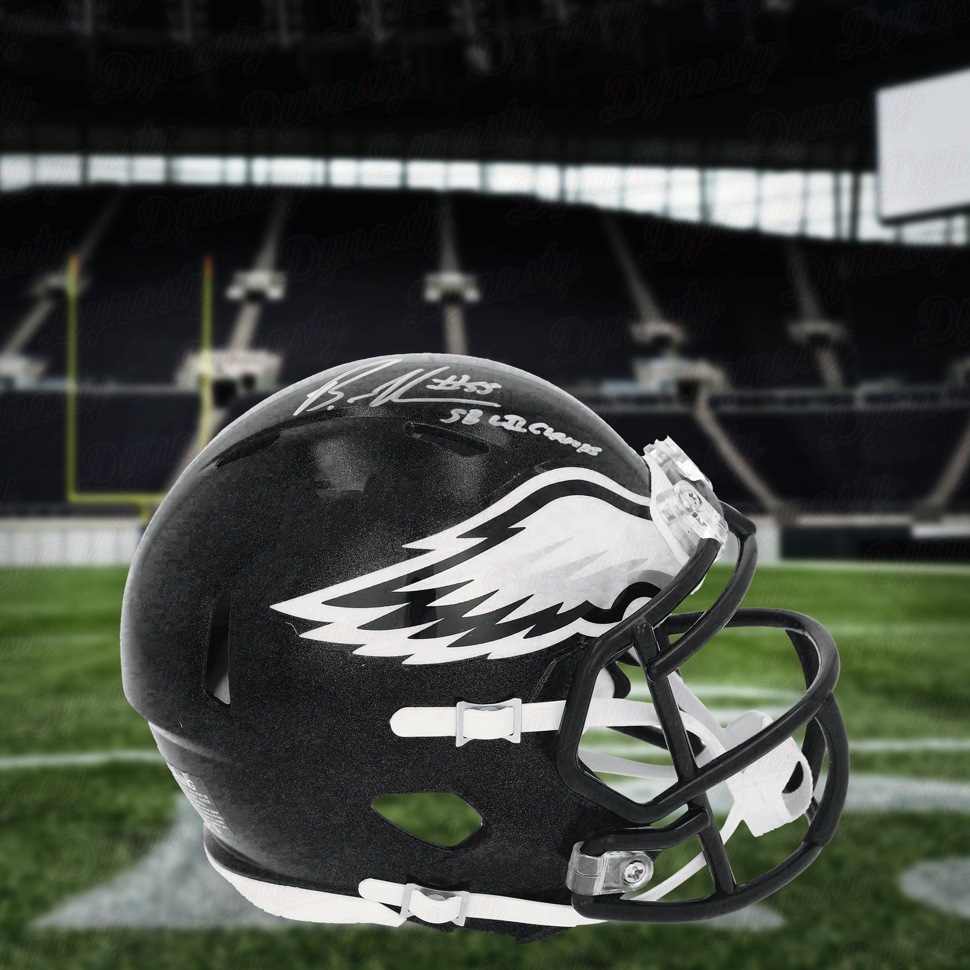 Brandon Graham Philadelphia Eagles Autographed Alternate Black Helmet Inscribed Super Bowl Champs - Dynasty Sports & Framing 