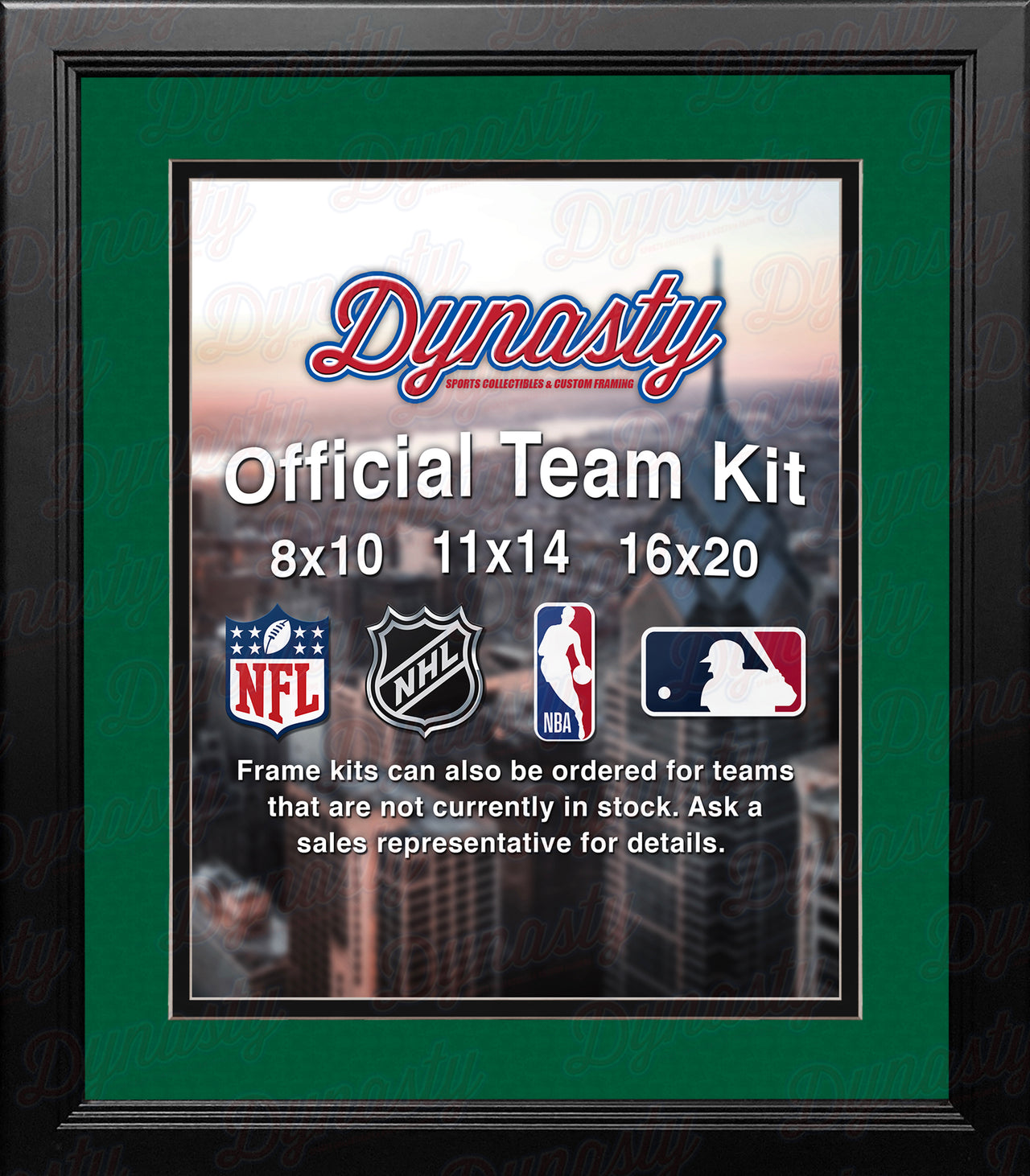NHL Hockey Photo Picture Frame Kit - Dallas Stars (Green Matting, Black Trim) - Dynasty Sports & Framing 