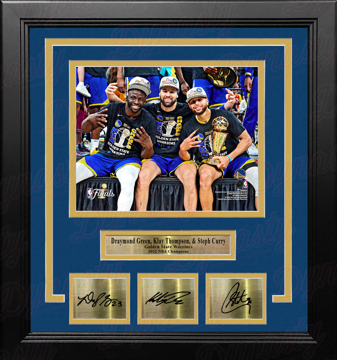 Draymond Green Klay Thompson Steph Curry Warriors Finals 8x10 Framed Photo with Engraved Autographs - Dynasty Sports & Framing