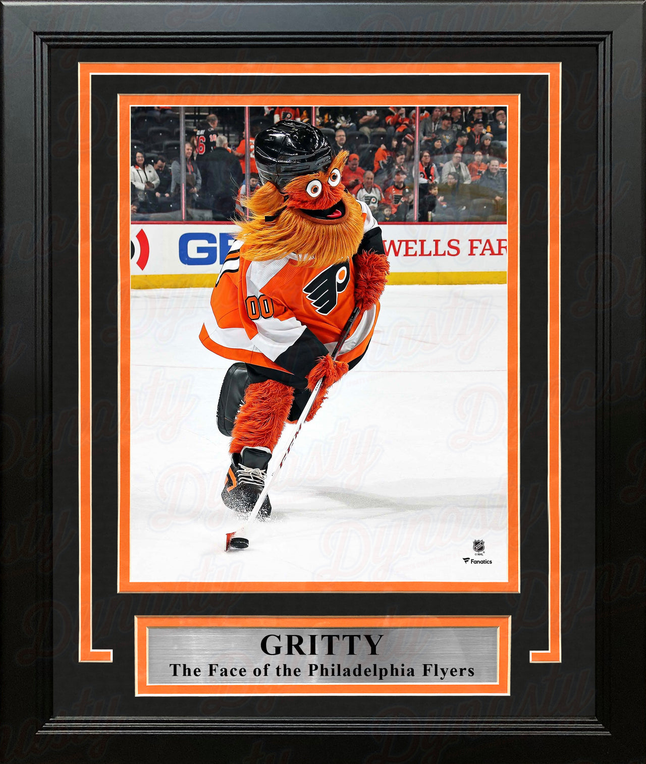 Gritty Skating Down the Ice Philadelphia Flyers 8" x 10" Framed Hockey Mascot Photo - Dynasty Sports & Framing 