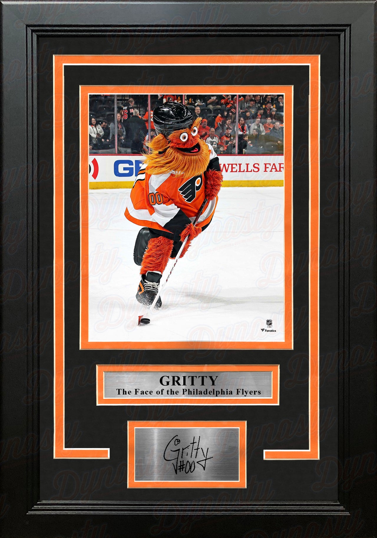Gritty Skating Down the Ice Philadelphia Flyers 8" x 10" Framed Hockey Mascot Photo with Engraved Autograph - Dynasty Sports & Framing 