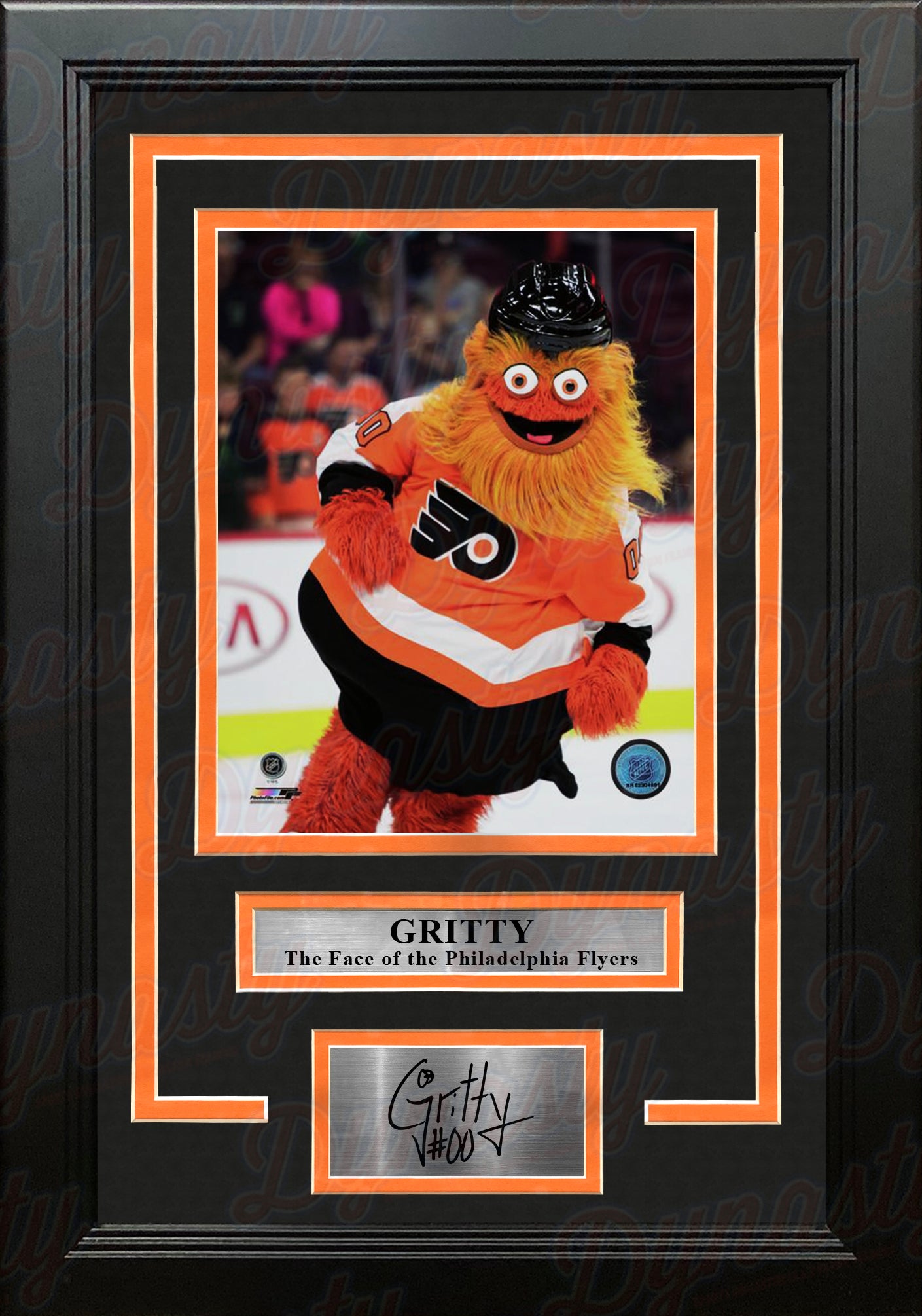 Gritty Philadelphia Flyers 8" x 10" Framed Hockey Mascot Photo with Engraved Autograph - Dynasty Sports & Framing 