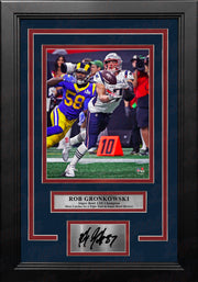 Rob Gronkowski Super Bowl LIII Catch New England Patriots 8x10 Framed Photo with Engraved Autograph - Dynasty Sports & Framing 