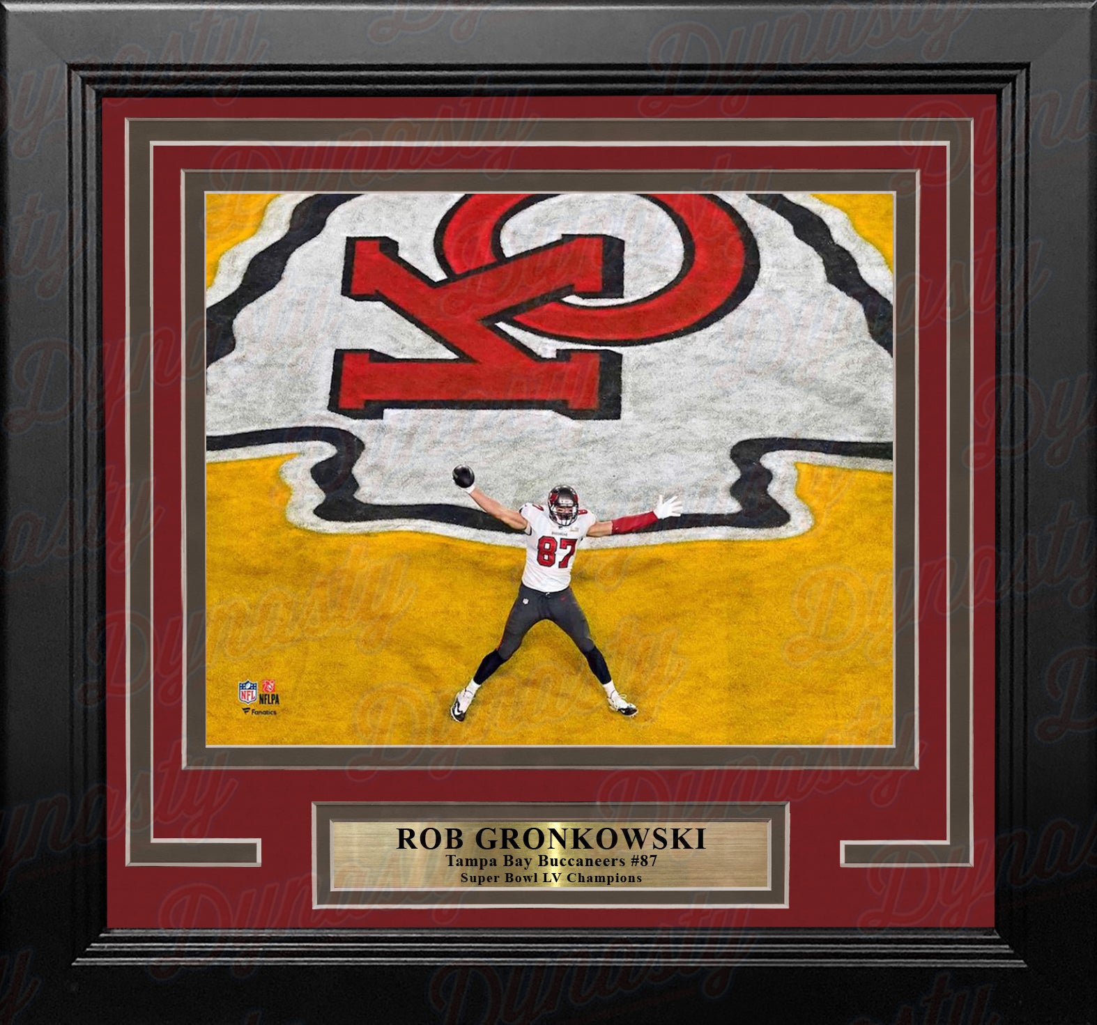 Rob Gronkowski Super Bowl LV End Zone Celebration Tampa Bay Buccaneers 8x10 Framed Football Photo - Dynasty Sports & Framing 