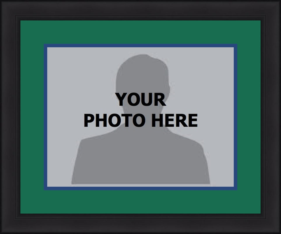 NHL Hockey Photo Picture Frame Kit - Hartford Whalers (Green Matting, Blue Trim) - Dynasty Sports & Framing 
