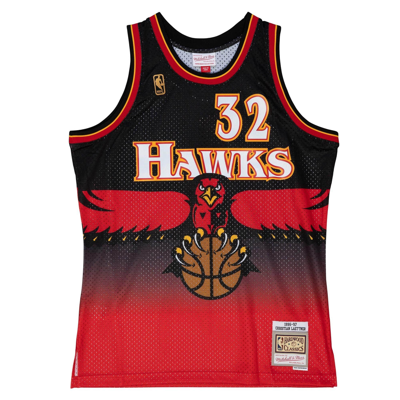 Christian Laettner Atlanta Hawks Mitchell & Ness Red Hardwood Classics 1996-97 Swingman Jersey - Dynasty Sports & Framing 