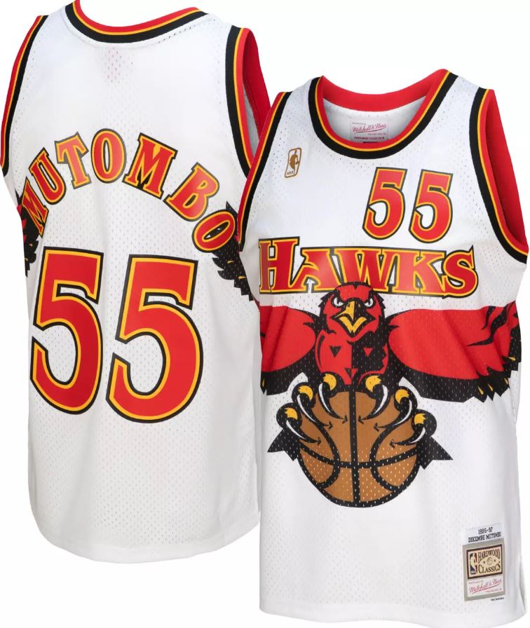 Dikembe Mutombo Atlanta Hawks Mitchell & Ness White Hardwood Classics 1996-97 Swingman Jersey - Dynasty Sports & Framing 