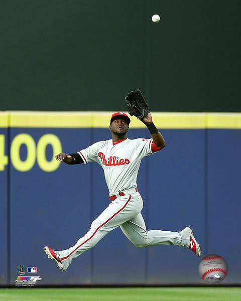 Odubel Herrera Philadelphia Phillies Jump Catch MLB Baseball Photo - Dynasty Sports & Framing