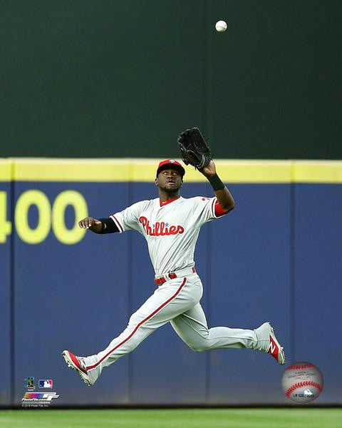 Odubel Herrera Philadelphia Phillies Jump Catch MLB Baseball Photo - Dynasty Sports & Framing 