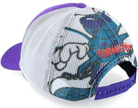 Charlotte Hornets Mitchell & Ness Off The Backboard Purple/White Trucker Snapback Hat - Dynasty Sports & Framing 