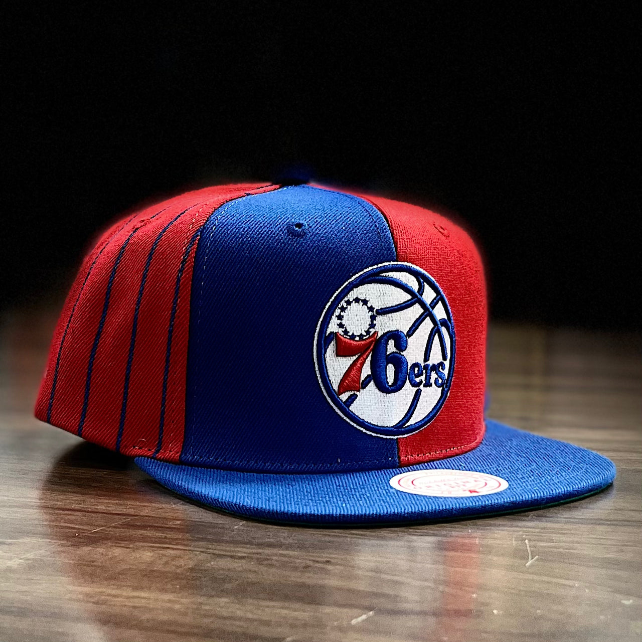 Philadelphia 76ers Mitchell & Ness What the Pinstripe Snapback Hat - Dynasty Sports & Framing 