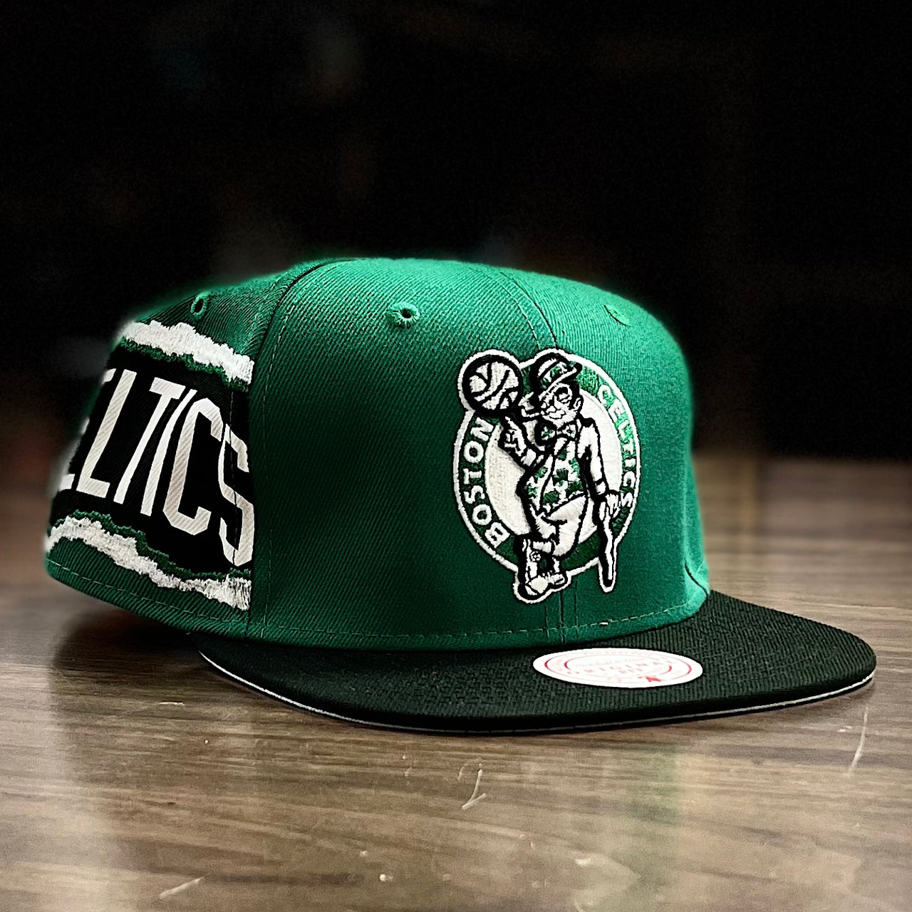 Boston Celtics Mitchell & Ness Jumbotron Hardwood Classics Snapback Hat - Dynasty Sports & Framing 