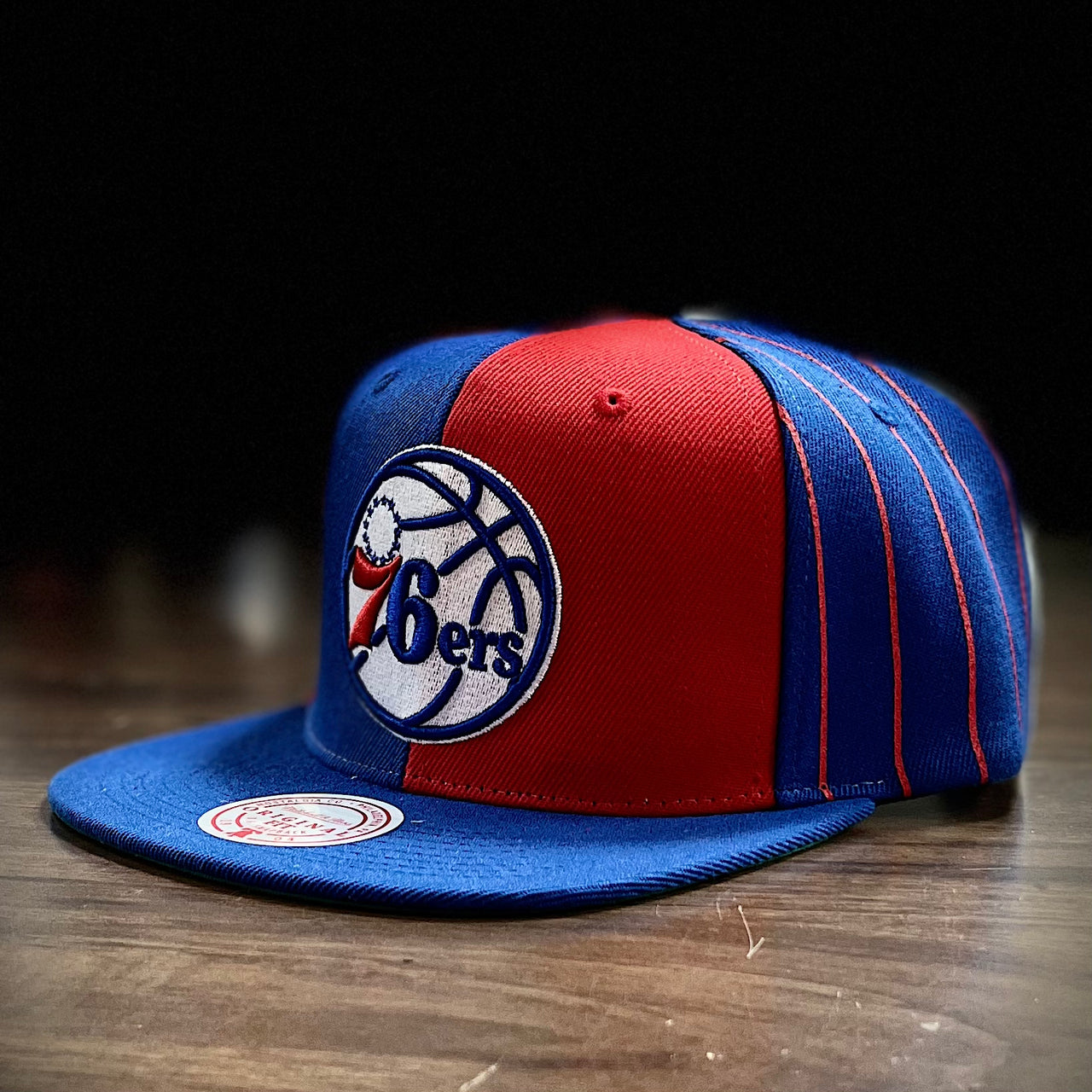 Philadelphia 76ers Mitchell & Ness What the Pinstripe Snapback Hat - Dynasty Sports & Framing 