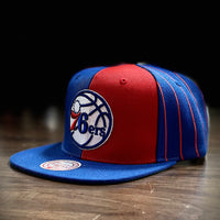 Philadelphia 76ers Mitchell & Ness What the Pinstripe Snapback Hat - Dynasty Sports & Framing 