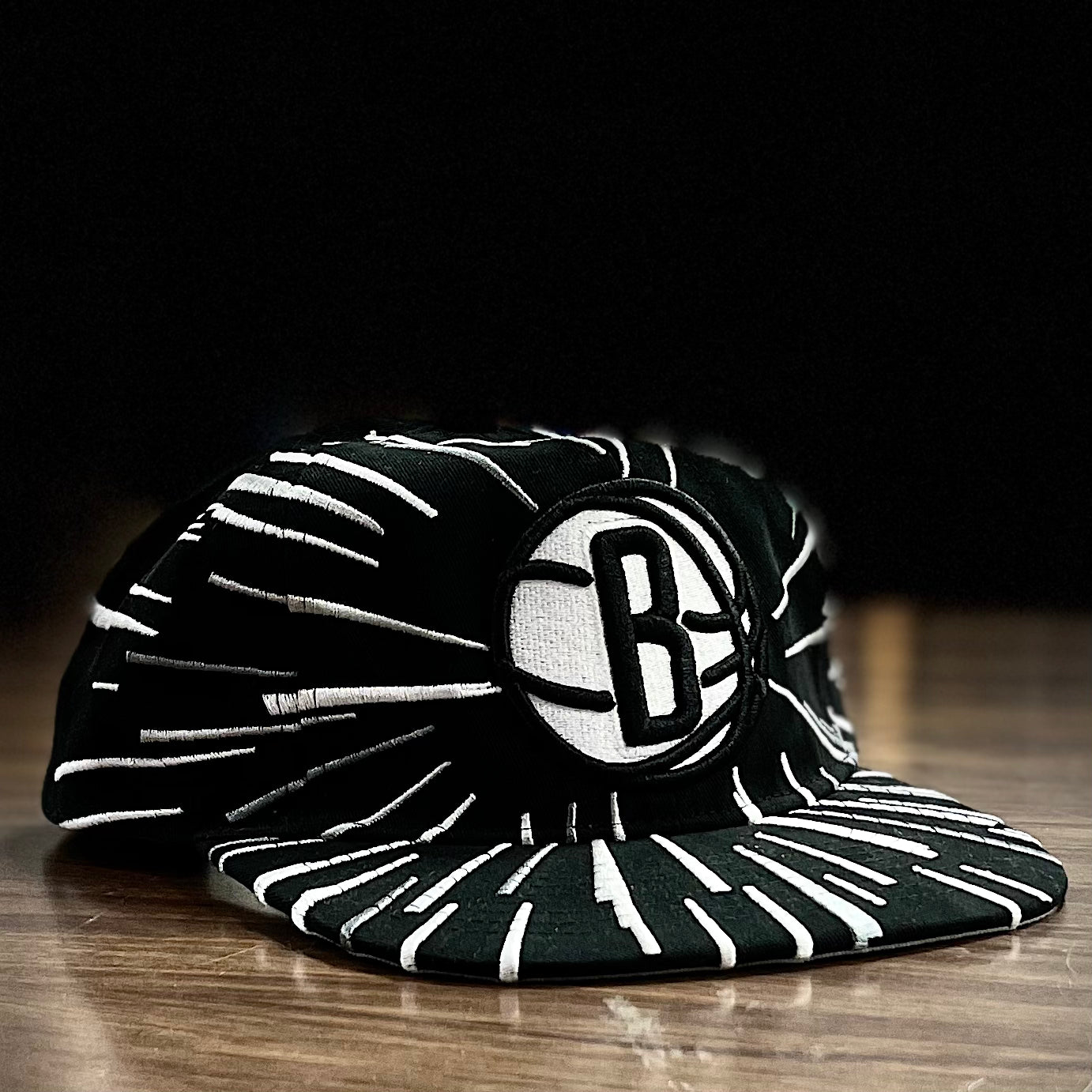 Brooklyn Nets Mitchell & Ness Burst Deadstock Hardwood Classics Snapback Hat - Dynasty Sports & Framing 