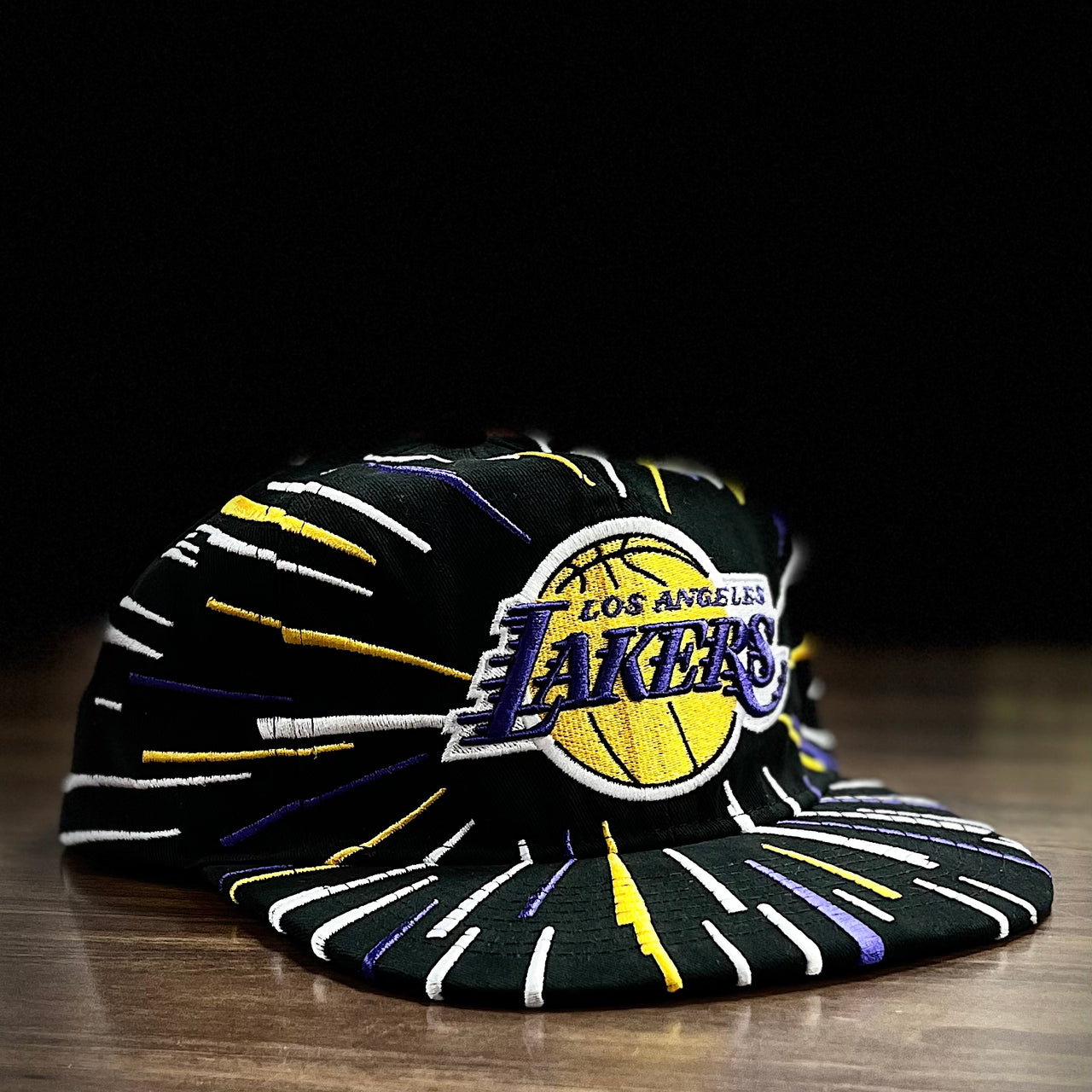 Los Angeles Lakers Mitchell & Ness Burst Deadstock Hardwood Classics Snapback Hat - Dynasty Sports & Framing 