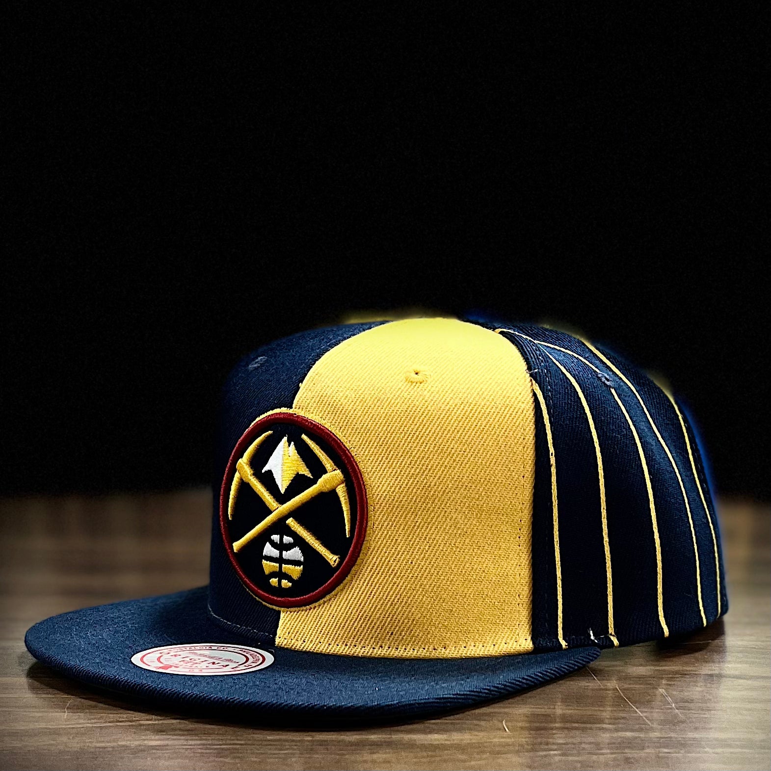 Denver Nuggets Mitchell & Ness What the Pinstripe Snapback Hat - Dynasty Sports & Framing 