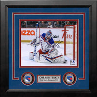 Igor Shesterkin Glove Save New York Rangers Autographed 8" x 10" Framed Hockey Photo - Dynasty Sports & Framing 