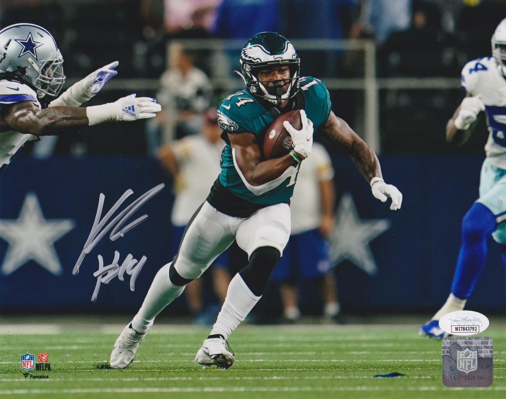 Kenneth Gainwell v. Cowboys Philadelphia Eagles Autographed Football Photo - Dynasty Sports & Framing 