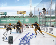 Hampus Lindholm Autographed Fenway Park Green Monster Photo - Dynasty Sports & Framing 