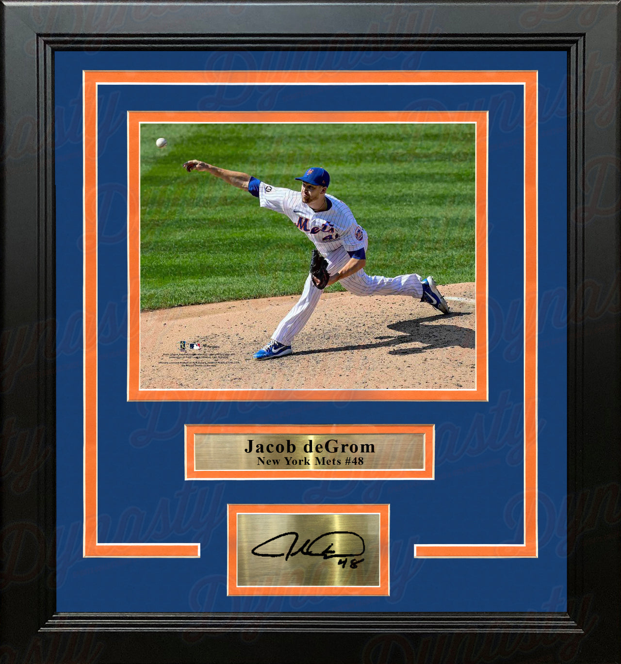 Jacob deGrom in Action New York Mets 8" x 10" Framed Baseball Photo with Engraved Autograph - Dynasty Sports & Framing