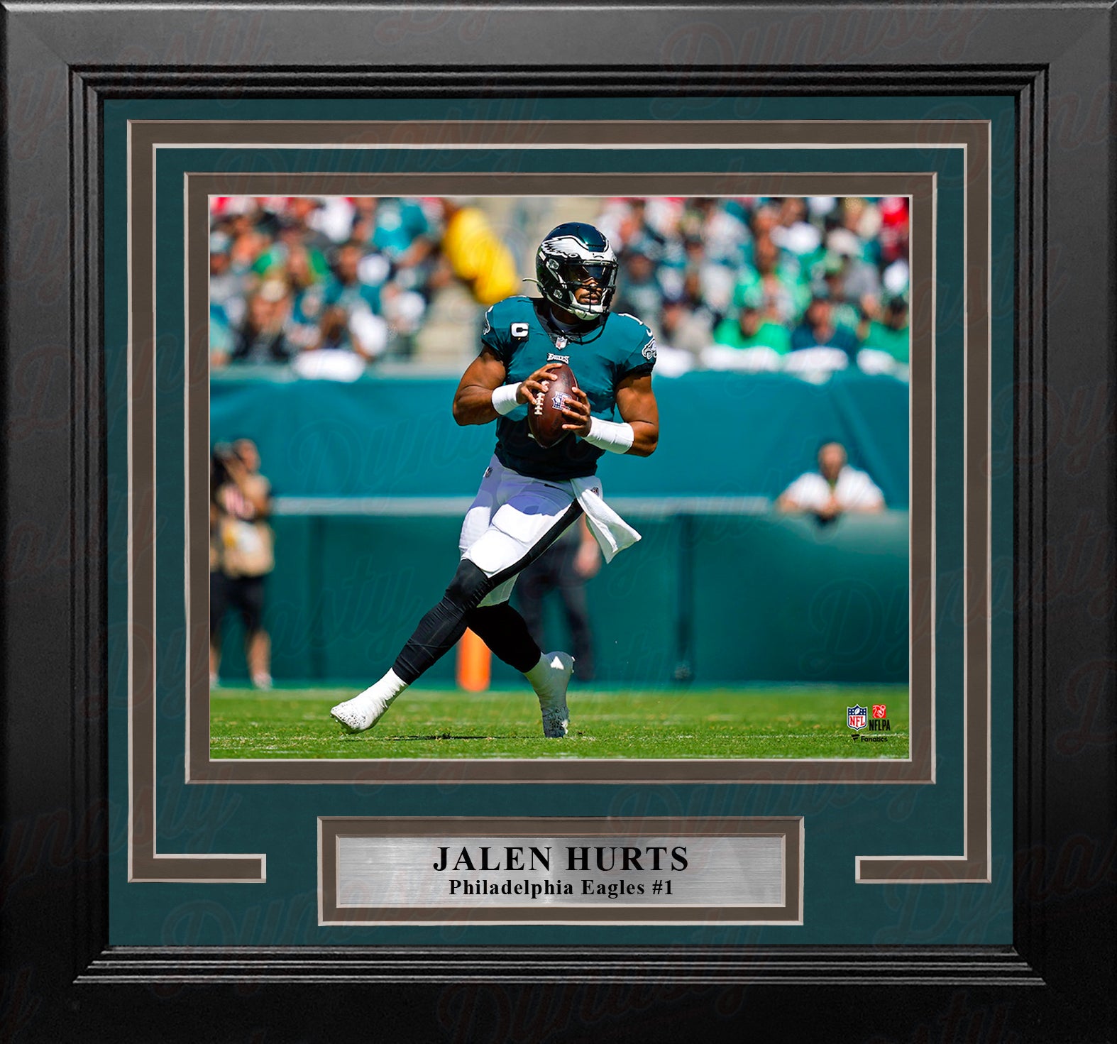 Jalen Hurts in Action Philadelphia Eagles 8" x 10" Framed Football Photo - Dynasty Sports & Framing 