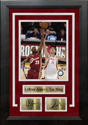 LeBron James v. Yao Ming 8" x 10" Framed Basketball Photo with Engraved Autographs - Dynasty Sports & Framing 