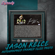 Jason Kelce Autographed Parade Speech Text Framed Photo | Pre-Sale Opportunity - Dynasty Sports & Framing 