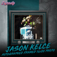 Jason Kelce Autographed Parade Speech Spotlight Framed Photo | Pre-Sale Opportunity - Dynasty Sports & Framing 