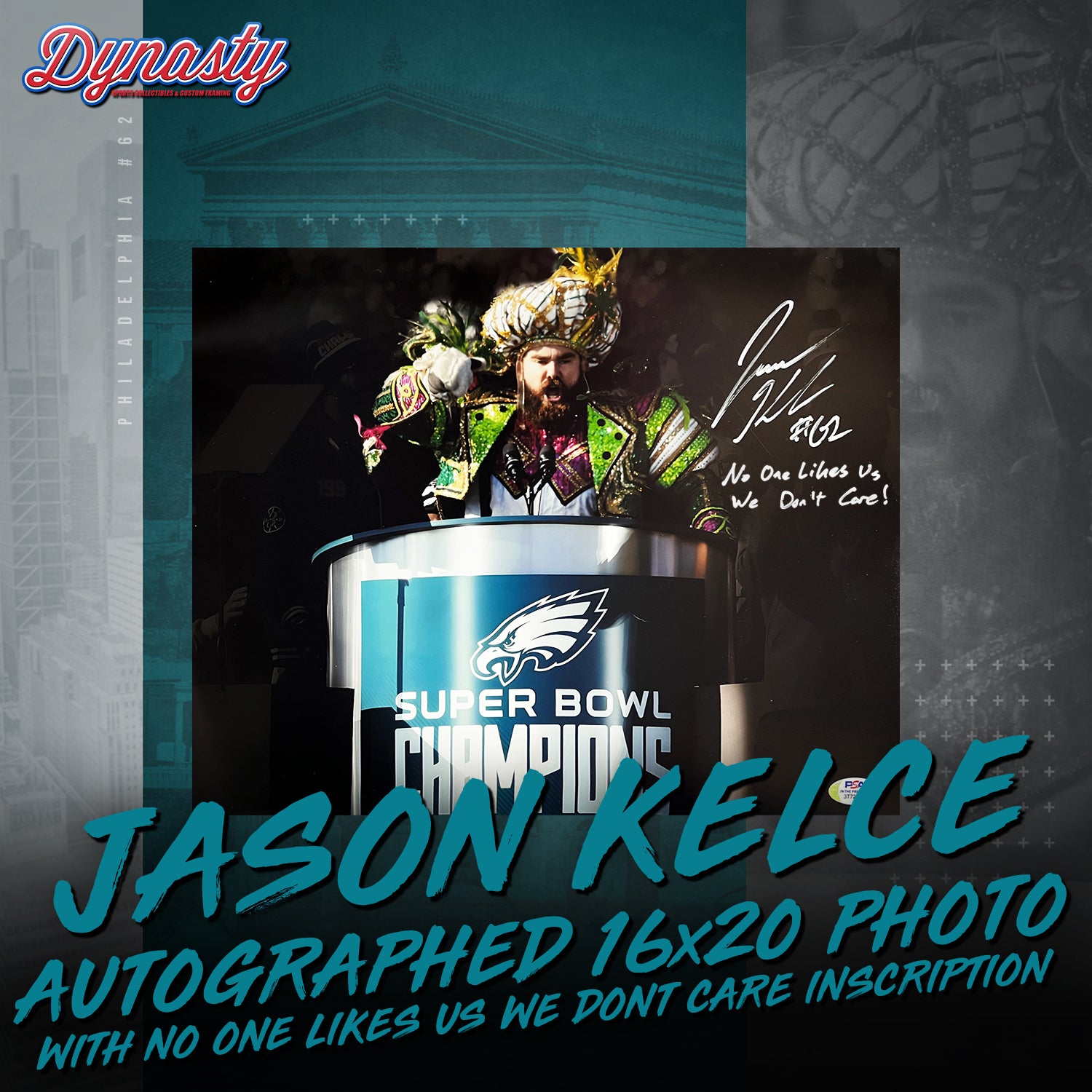 Jason Kelce Autographed Parade Speech Spotlight Photo | Pre-Sale Opportunity - Dynasty Sports & Framing 