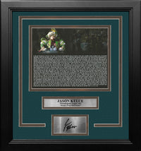 Jason Kelce Super Bowl Speech Text Philadelphia Eagles Framed Football Photo with Engraved Autograph - Dynasty Sports & Framing 