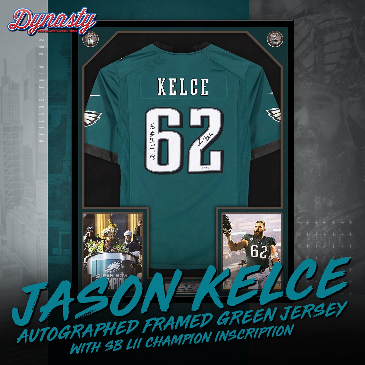 Jason Kelce Autographed Philadelphia Eagles Framed Nike Jersey | Pre-Sale Opportunity - Dynasty Sports & Framing 